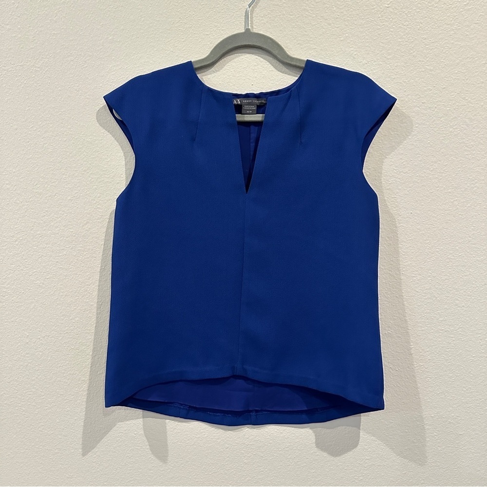 Armani Exchange Women's Royal Blue Formal Sleeveless Top in V Neck Style sz XS